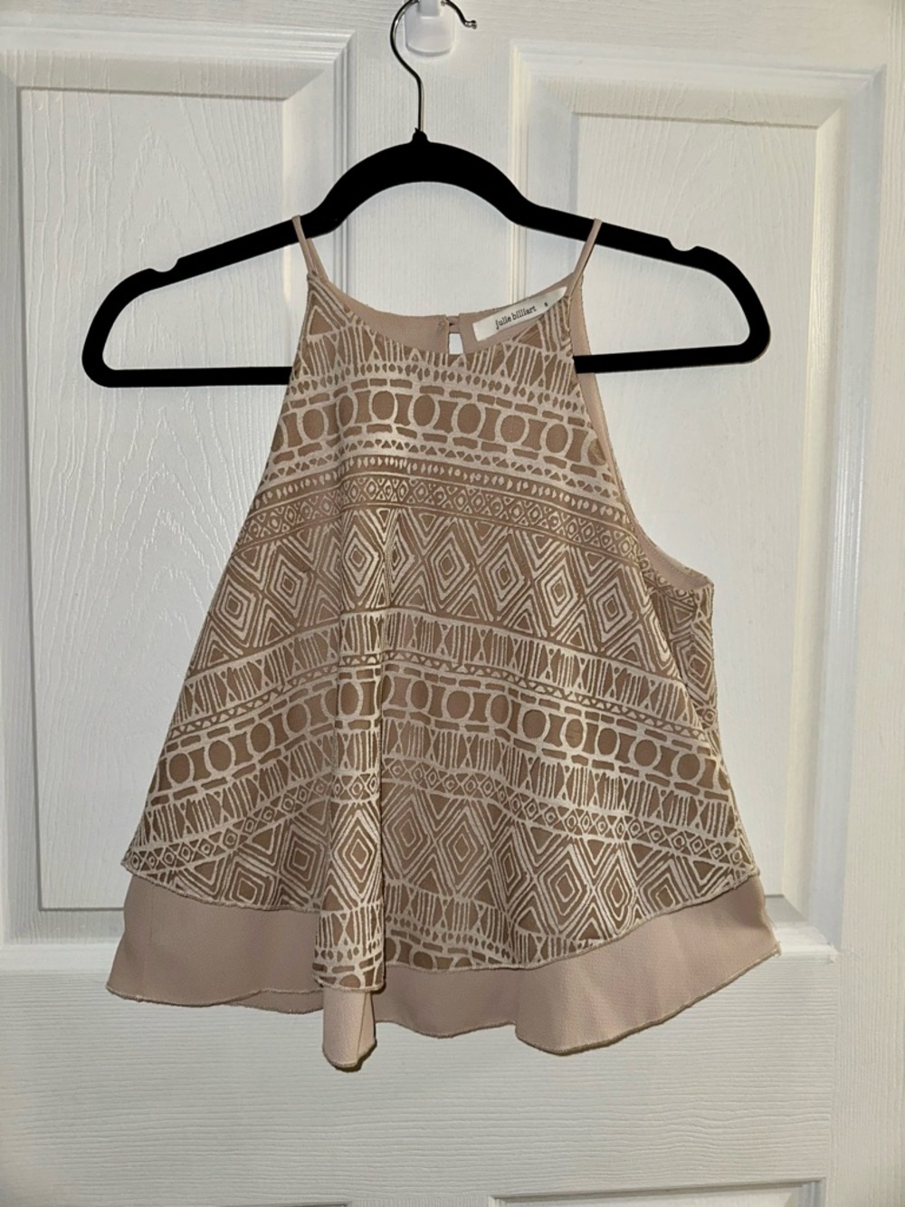 Beige Geo-Print Halter Top